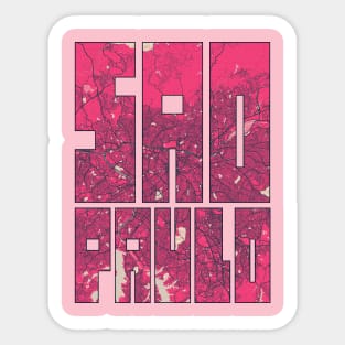 Sao Paulo, Brazil City Map Typography - Blossom Sticker